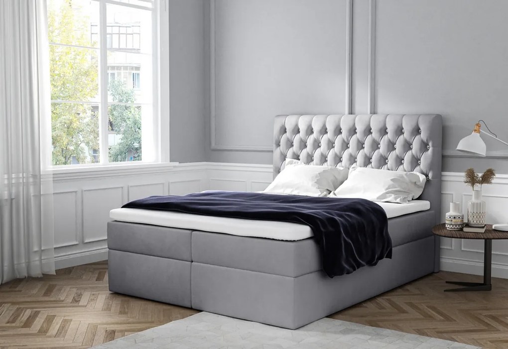 Supermobel Pat tapițat boxspring MONET + topper, 120x200, jasmine 20
