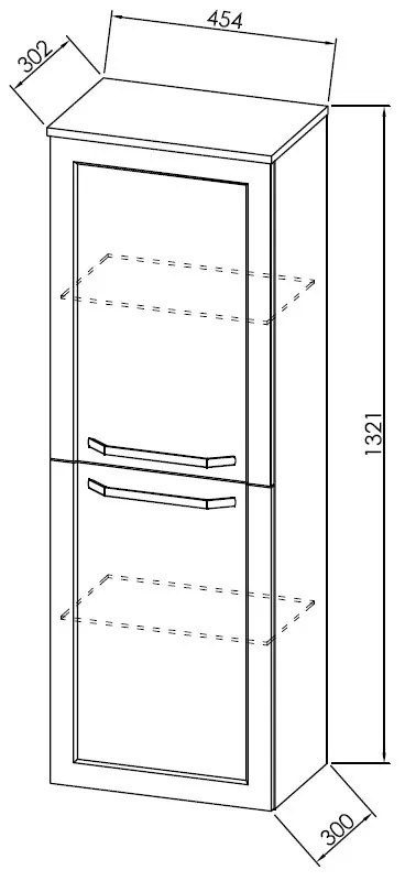 Dulap suspendat cu 2 usi, Kolpasan, Blanche, inaltimea 132,1 cm, alb