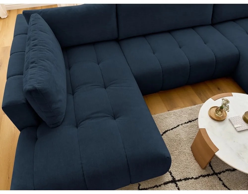 Colțar albastru închis extensibil/cu spațiu de depozitare (cu colț pe partea stângă/în formă de "U") Fuji – Bobochic Paris