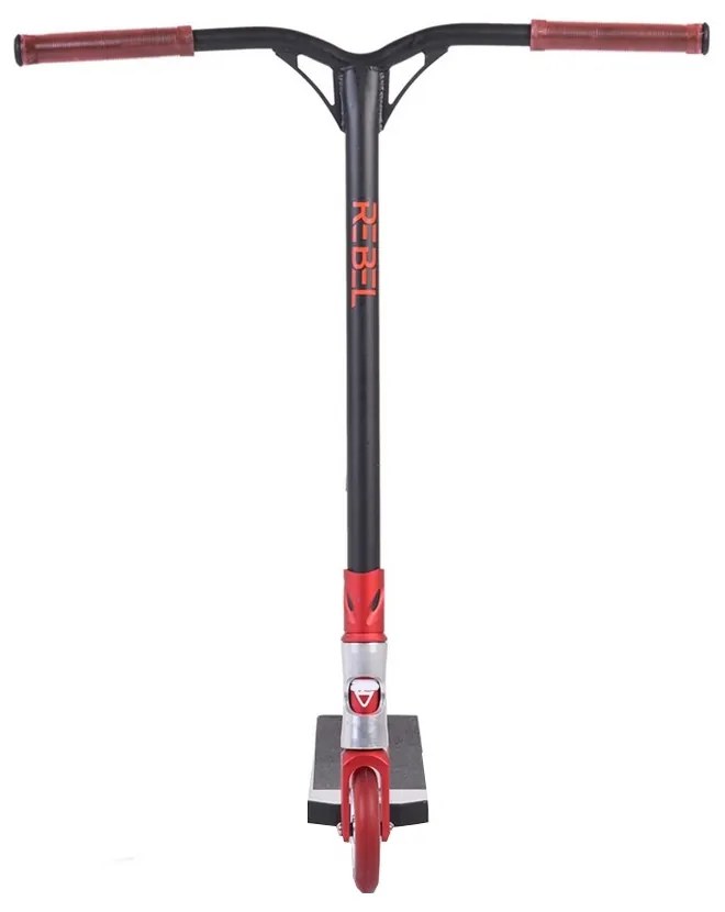 Trotineta Freestyle NOVOKIDS™ Rebel Stunter PRO, Maner 67 cm latime, Max 100 kg, Frana picior, Cadru si roti aluminiu, Diametru roata 120 mm, Rosu