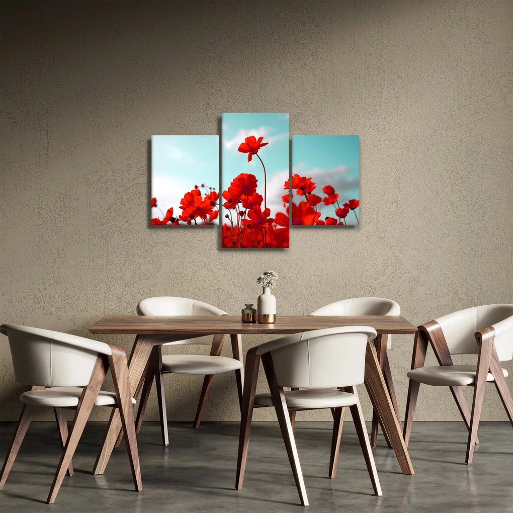 Tablou - Câmp cu flori roșu deschis (90x60 cm)