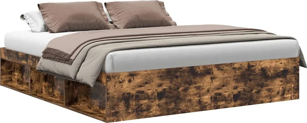 vidaXL Cadru de pat, stejar fumuriu, 200x200 cm