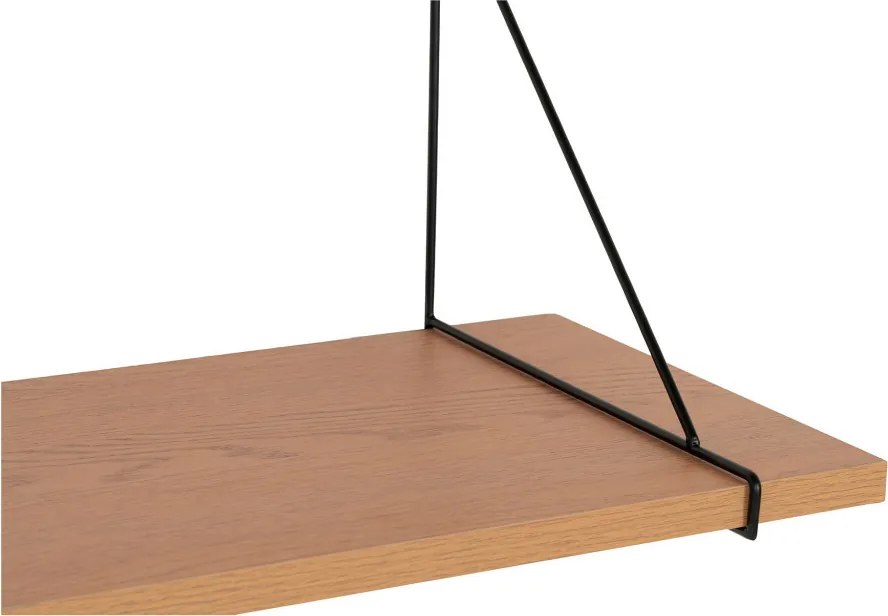 Raft de perete Chiba, furnir cenușă, cadru oțel negru 120x29 cm