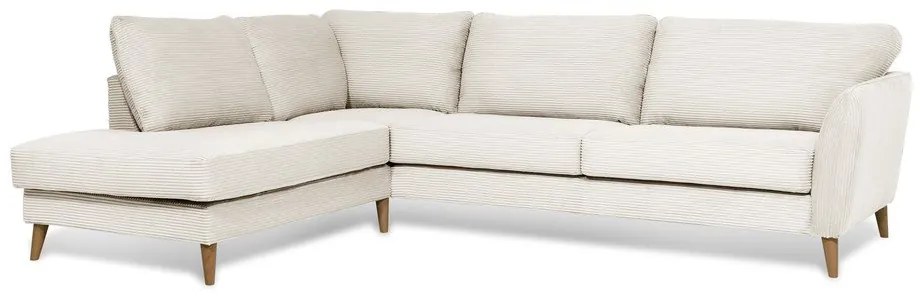 Colțar alb cu tapițerie din catifea reiată (cu colț pe partea stângă ) Paris – Scandic