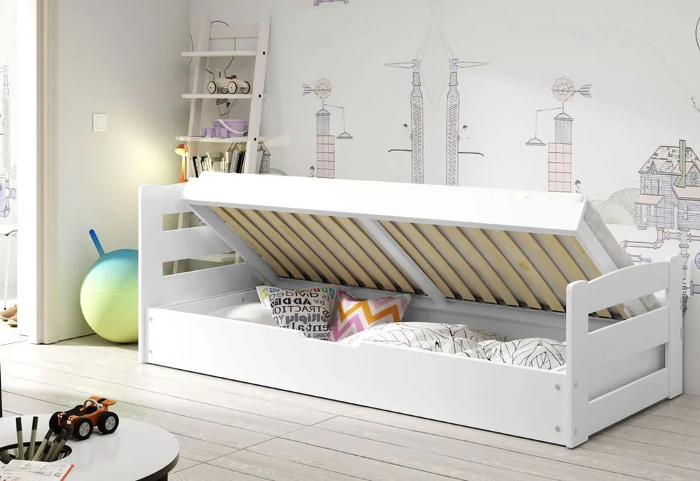 Expedo Pat pentru copii ARDENT P1, alb, 90x200 cm + saltea + somieră GRATIS