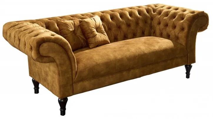 Canapea fixa eleganta Paris Chesterfield, galben mustar