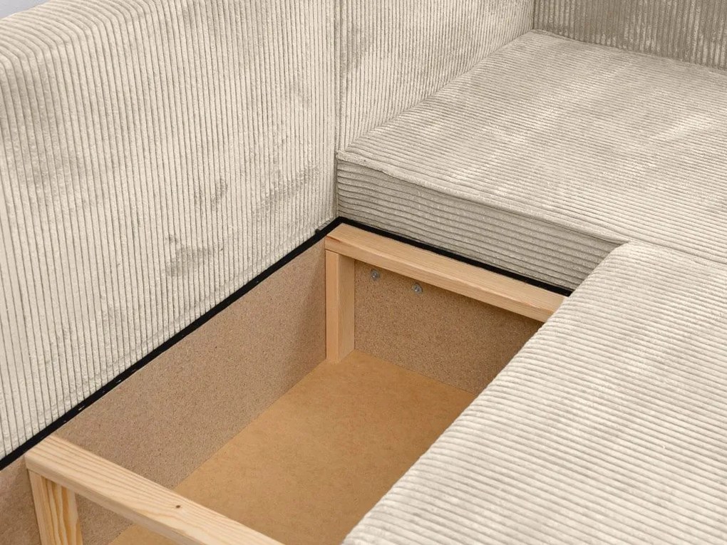 Canapea colt extensibila SMART COSARO crem, cu colt bilateral + 2 perne CADOU