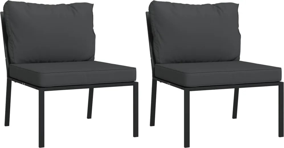 vidaXL Scaune de grădină cu perne gri, 2 buc., 60x74x79 cm, oțel