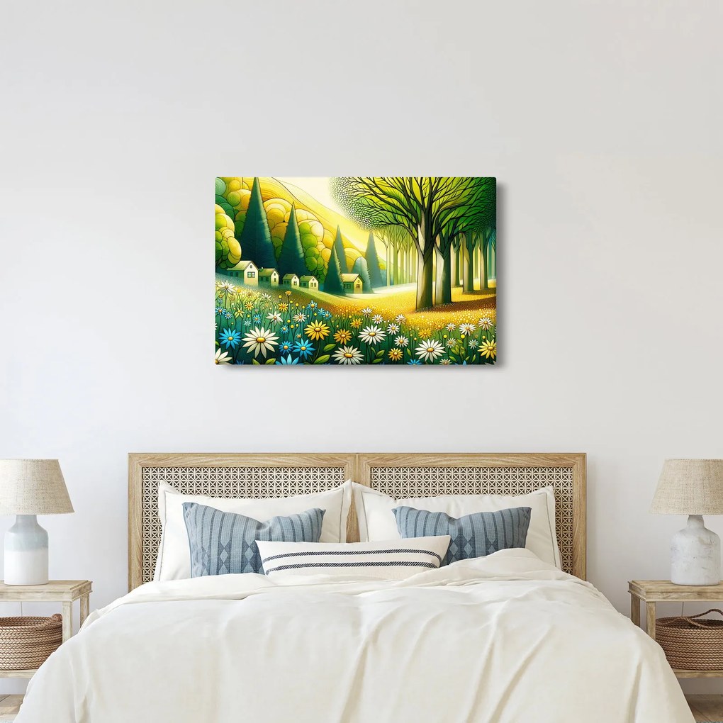 Tablou - Sat în galben-verde (90x60 cm)