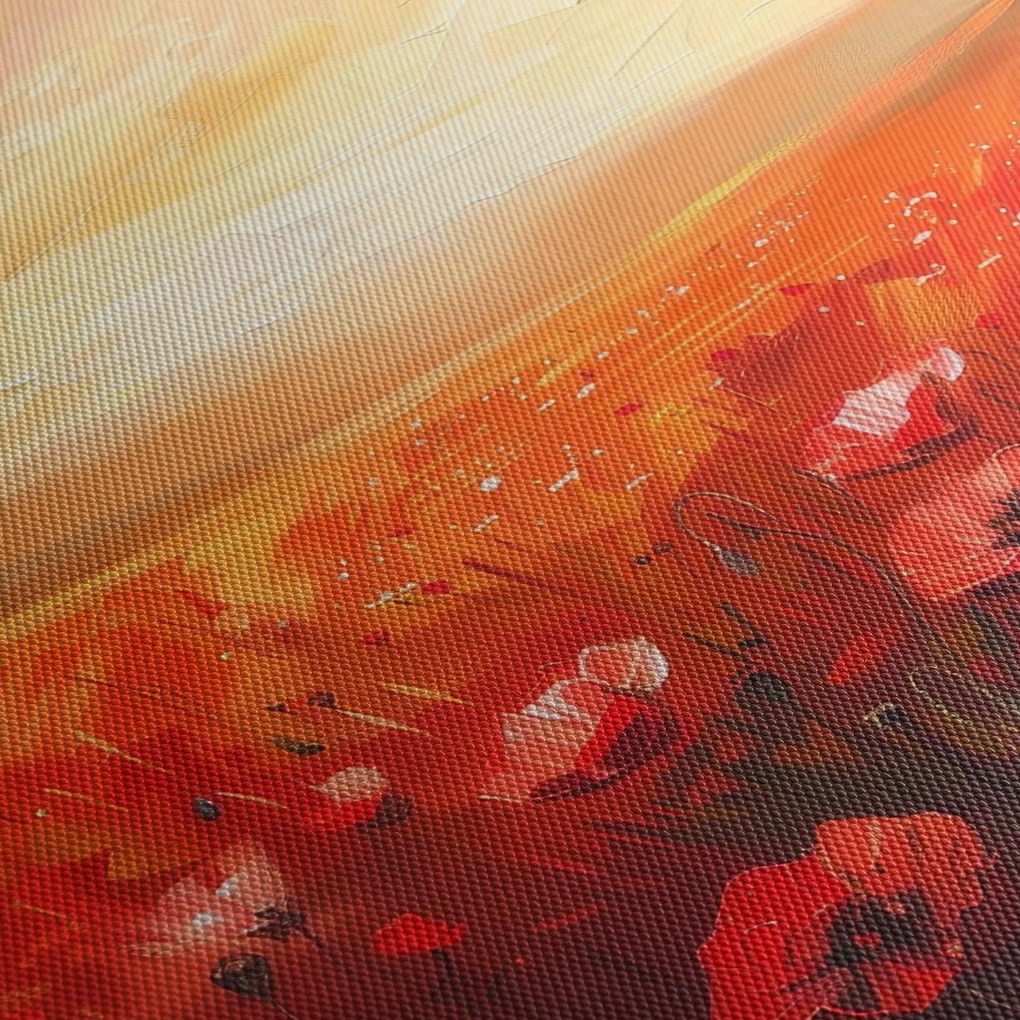Tablou - Câmp de maci (cu ceas) (90x30 cm)