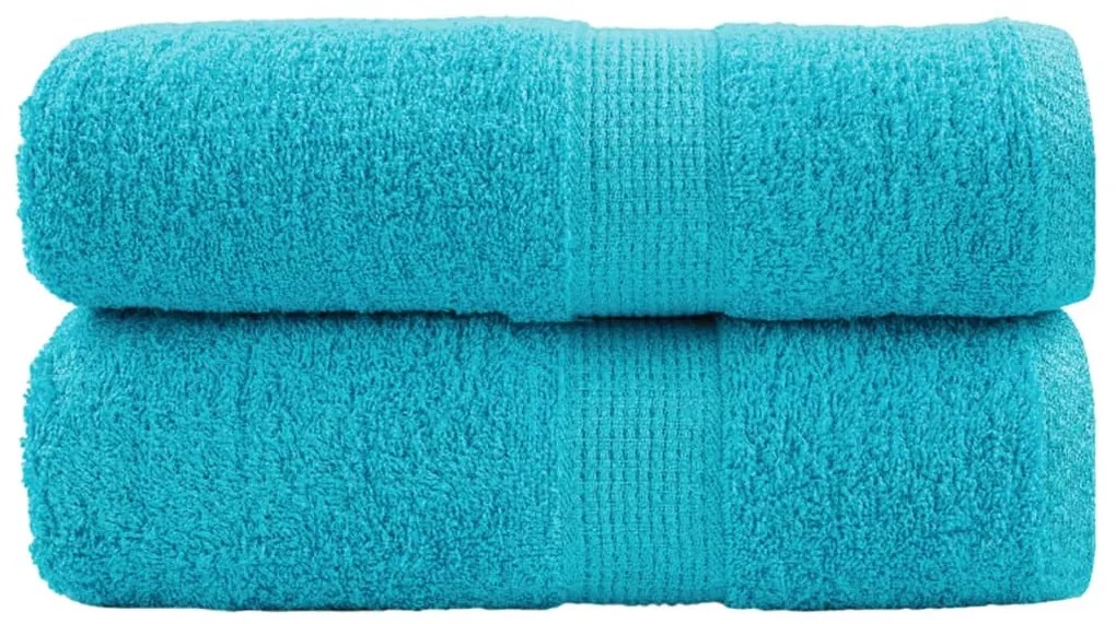 vidaXL Prosoape de baie premium SOLUND, 2 buc., turcoaz, 30x30 cm, 600 g/m²