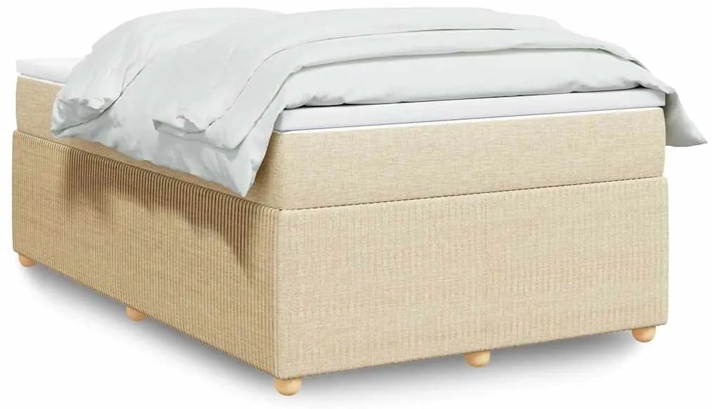 vidaXL Pat continental cu saltea, crem, 120x190 cm, textil