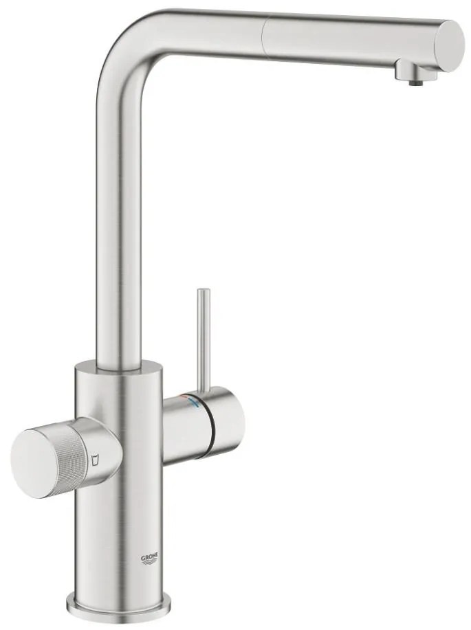 GROHE 30601DC0 - Baterie pentru chiuvetă BLUE PURE cu pipa extractibilă, finisaj inox