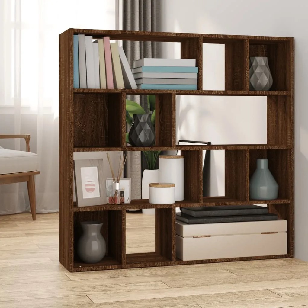 Bibliotecă/separator de cameră, stejar maro, 105x24x102 cm