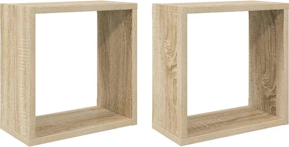 vidaXL Rafturi de perete cub, 2 buc., stejar sonoma, 30x15x30 cm