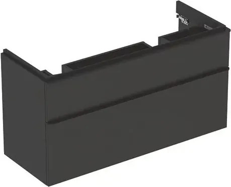 Dulap baza pentru lavoar dublu suspendat Geberit Smyle Square lava gri inchis 2 sertare 119 cm