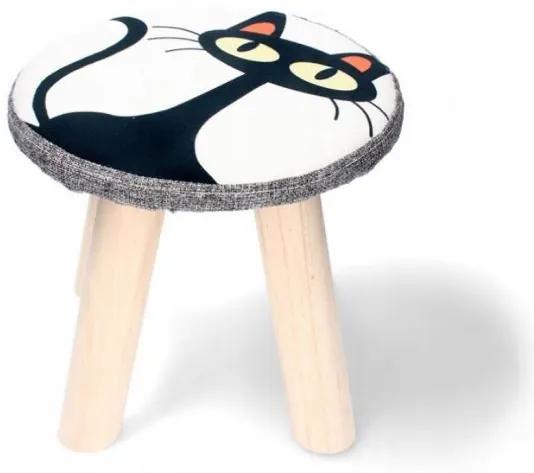 Scaun taburet pentru copii, model pisica, 28x28 cm