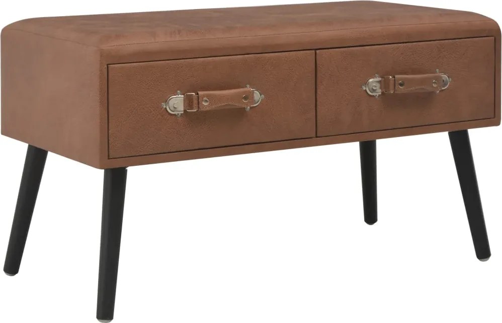 vidaXL Banchetă cu sertare, 80 cm, maro închis, piele ecologică
