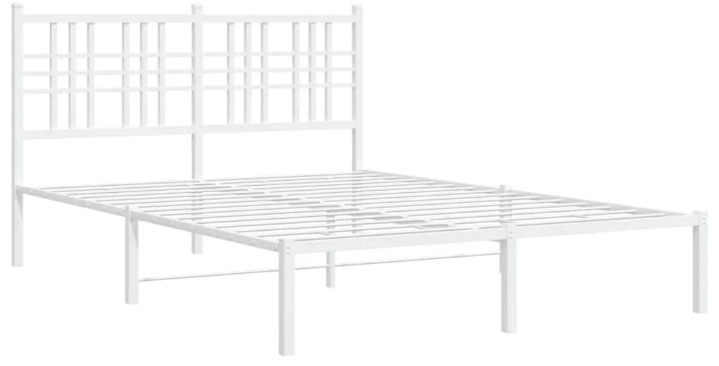 376374 vidaXL Cadru de pat metalic cu tăblie, alb, 140x200 cm
