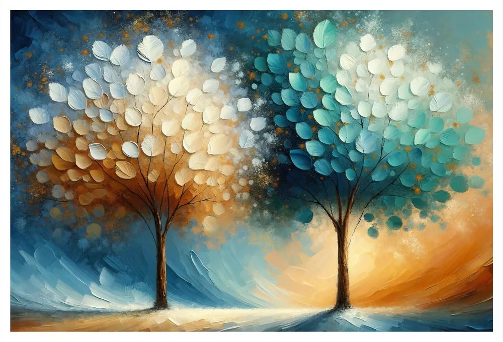 Tablou doi arbori ai vieții colorați