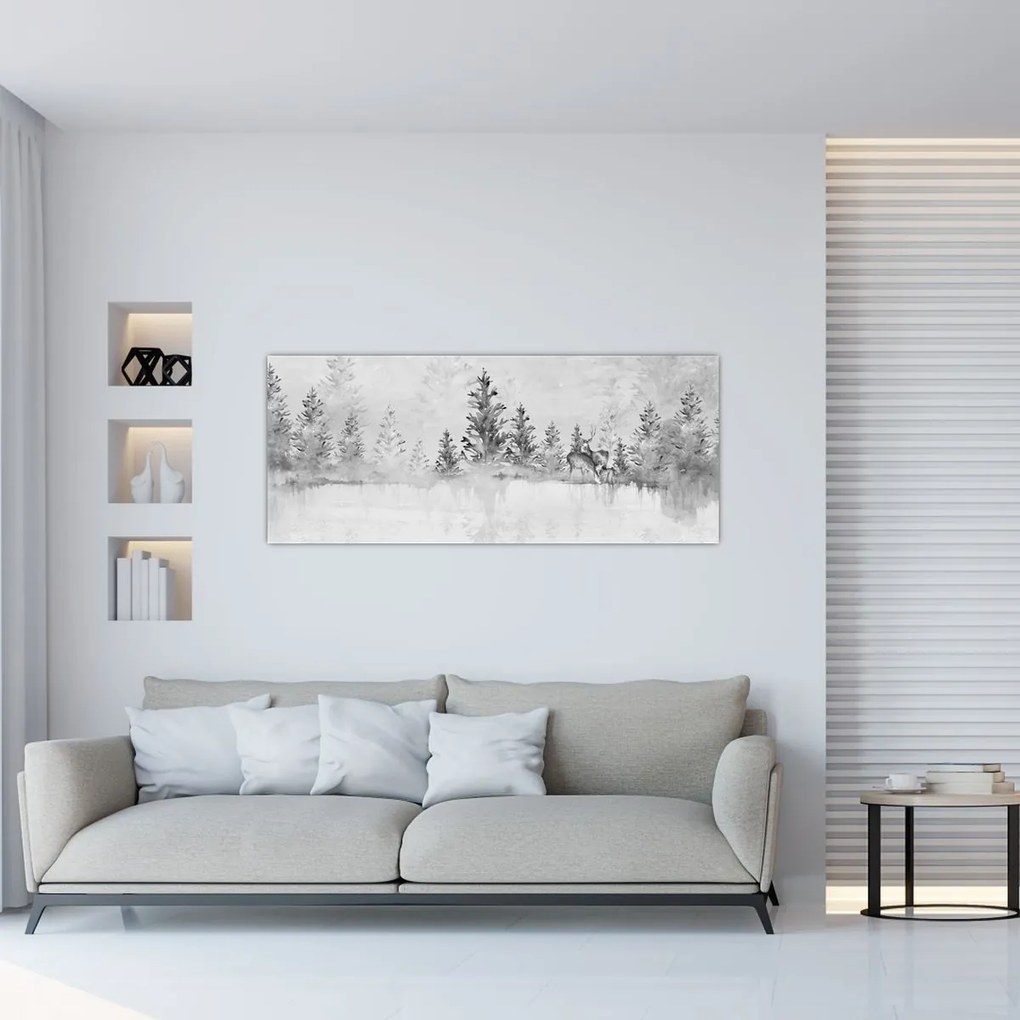 Tablou - Cerb lângă lac (120x50 cm)