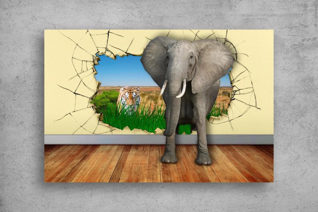 Tapet Premium Canvas - Tigrul si elefantul abstract