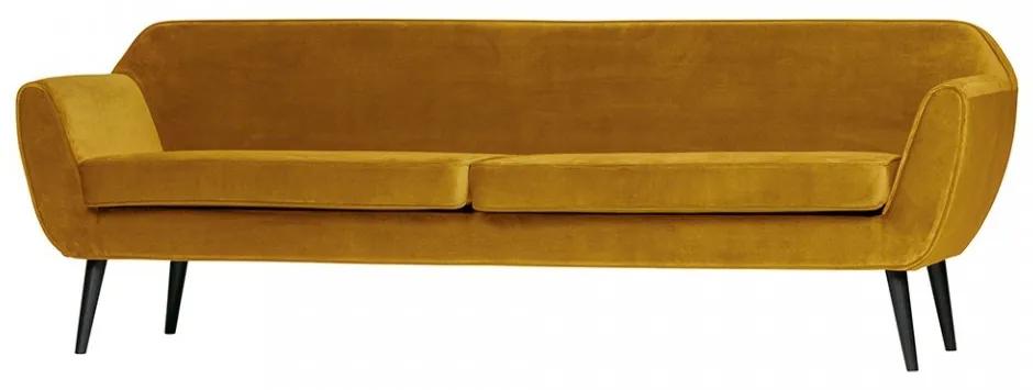 Canapea galbena din catifea 230 cm Rocco XL Woood
