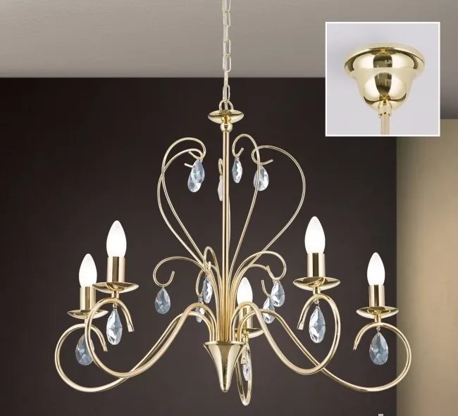 Candelabru 5 brate stil clasic cu cristale K9 Alessia auriu