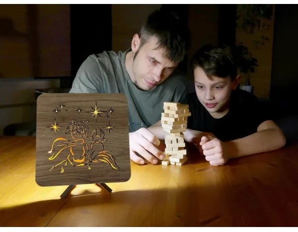 Li-Go 5788/DUB2 - Lampă LED decorativă de masă LED/12W/230V 19x19 cm stejar/Micul Prinț