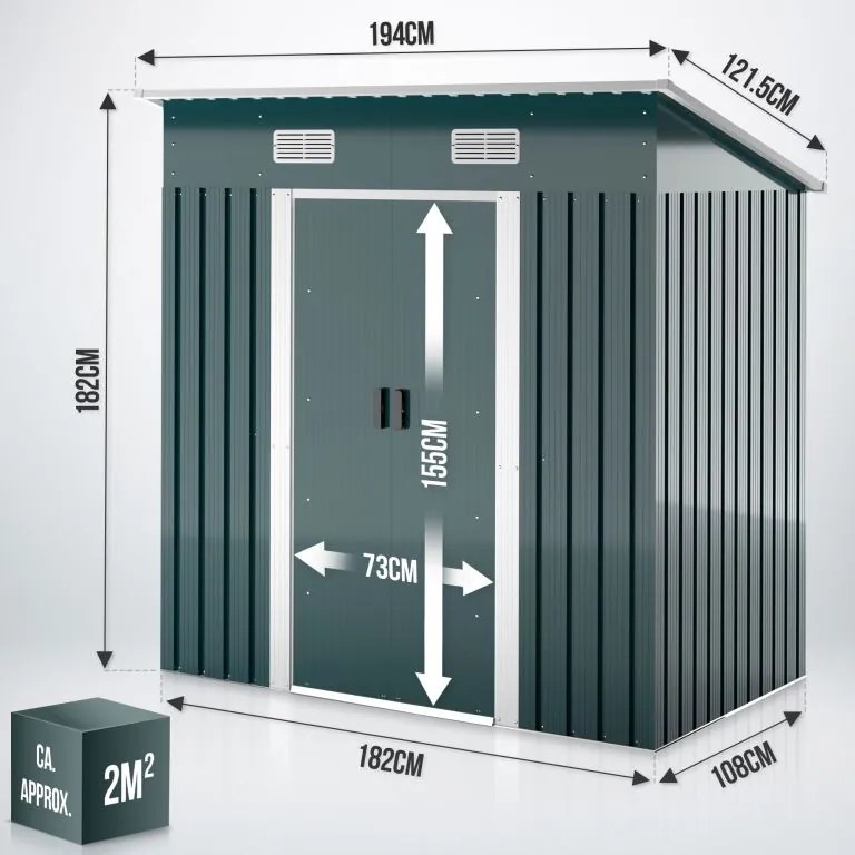 Jago Garden Casuta de unelte de grădină, verde, 182 x 186 x