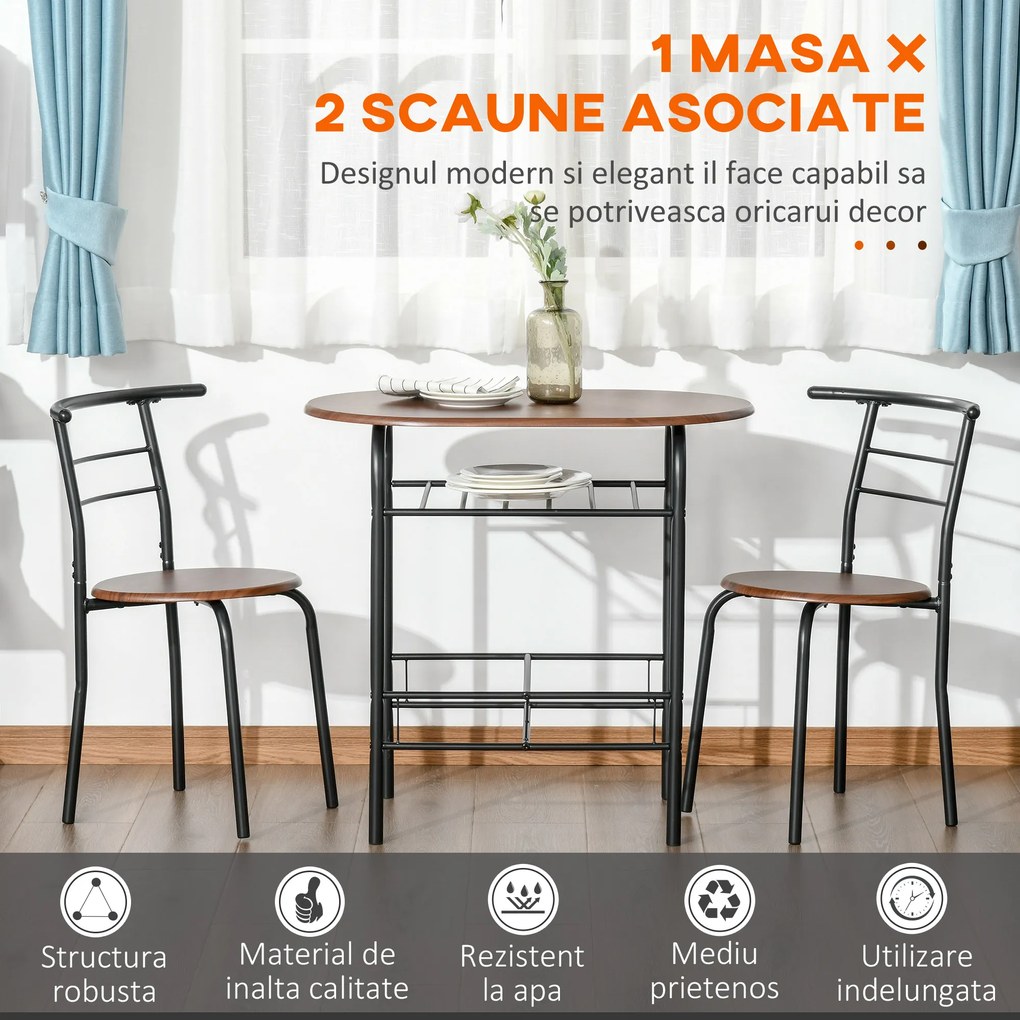 Set de masa cu scaune HOMCOM, mobilier pentru bucatarie | Aosom Romania