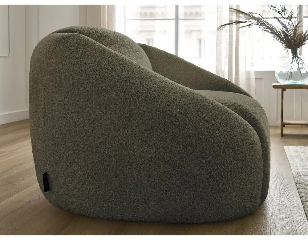 Fotoliu verde cu tapițerie din țesătură bouclé Tina – Bobochic Paris