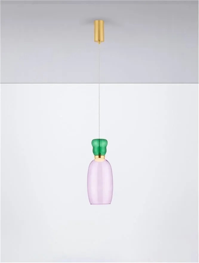 Pendul LED, Lustra design modern Pluma verde/ violet