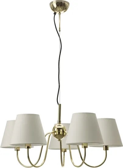 ByRydens 4202720-6509 - Candelabru suspendat pe cablu LYNF, 5xE14/8W/230V, alamă/alb