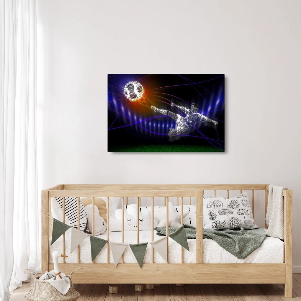 Tablou - Fotbaliști în săritură (90x60 cm)