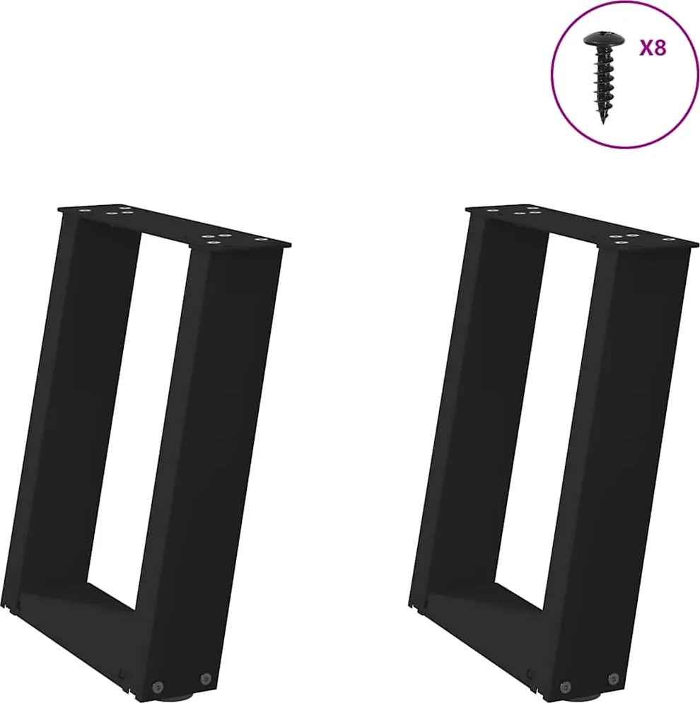 vidaXL Picioare pentru măsuță de cafea în formă de U, 2 buc., negru, 28x(42-43) cm, oțel