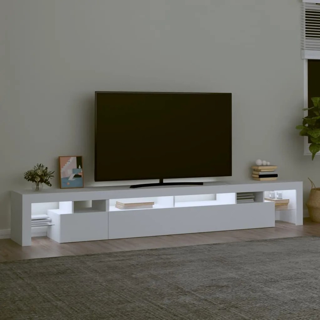 Comode TV cu lumini LED, alb 1, Alb, 260 x 36.5 x 40 cm