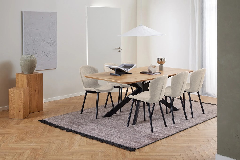 MAZZONI EXPORT FIORA Bej (material Basel 24) - SCAUN MODERN TAPIȚAT PENTRU SALON/SUFRAGERIE LOFT
