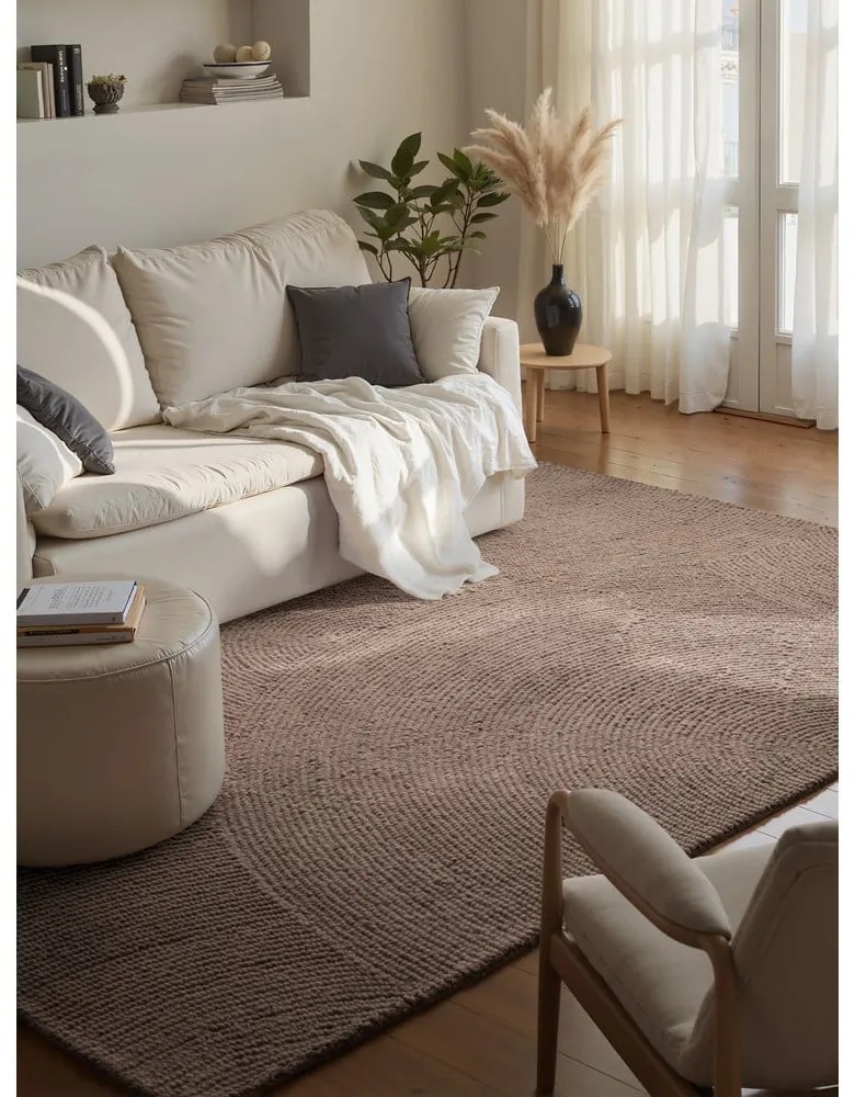Covor taupe țesut manual din lână 200x300 cm Calmio – Hanse Home