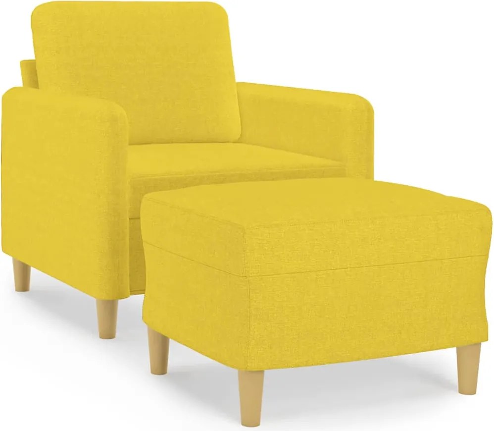 vidaXL Fotoliu canapea cu taburet, galben deschis, 60 cm, textil