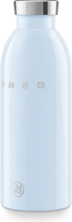 Sticla termos SMEG Clima 50's Style WBF01PB, 500 ml, Inchidere ermetica, Pereti dubli, Otel inoxidabil 18/8, Albastra