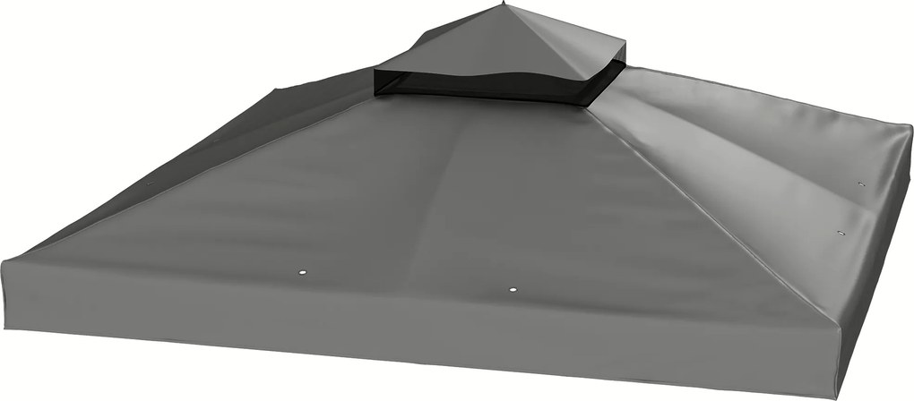 Outsunny Husă de schimb pentru pavilion 3 x 3 m, prelată de schimb pentru pavilion cu orificii de scurgere a apei, UPF30+, protecție solară, gri închis | Aosom Romania