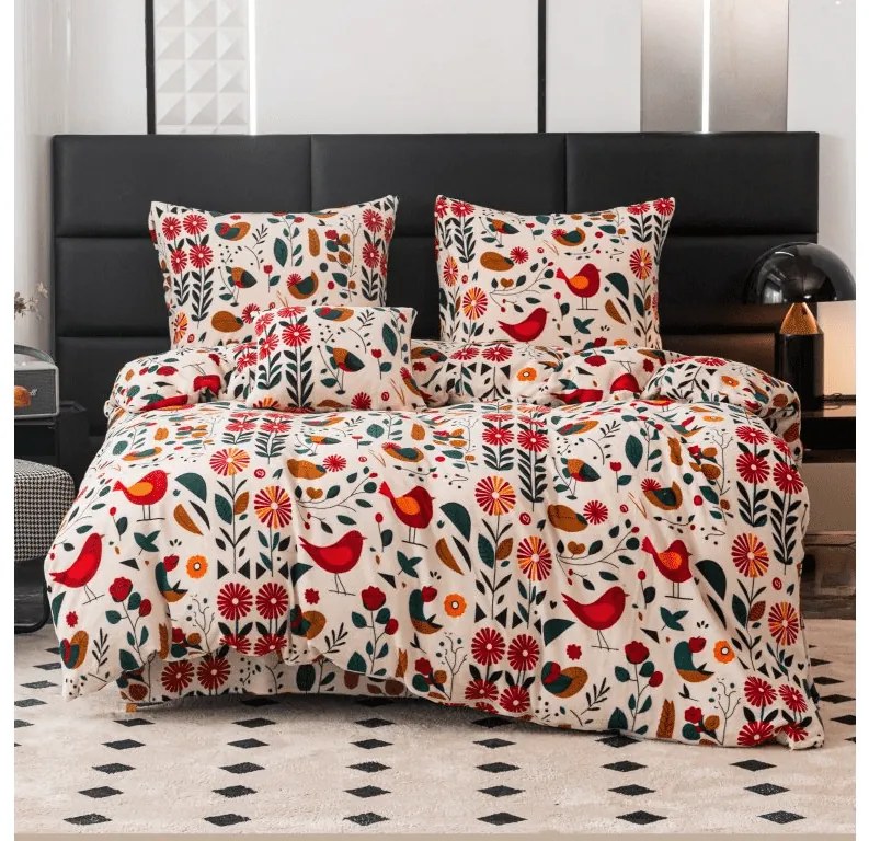 Lenjerie de pat microplus RETRO BIRD colorat Dimensiunile lenjeriei: 2 buc 70 x 90 cm | 200 x 220 cm