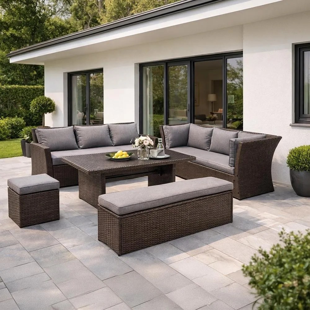Set mobilier de grădină Avenberg CORSICA, maro/gri