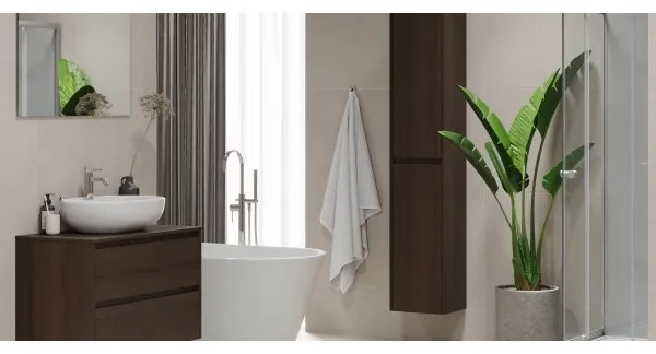 Dulap de baie TRONDHEIM pentru lavoar 90 cm, nuc