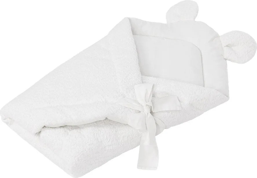Păturică de înfășat albă din material bouclé 35x65 cm – Meowbaby