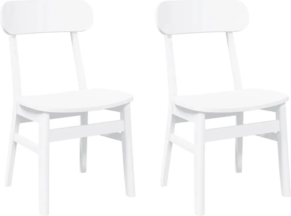 vidaXL Scaune de sufragerie 2 buc Cauciuc din lemn masiv alb