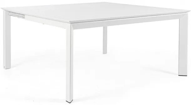 Masă extensibila, din aluminiu, alba, 160/110x160 cm, Konnor, Bizzotto