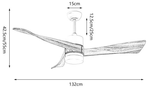 ZEVENTI - Ventilator de tavan LED NATURITO 18W/230V Wi‑Fi Tuya alb/stejar + telecomandă
