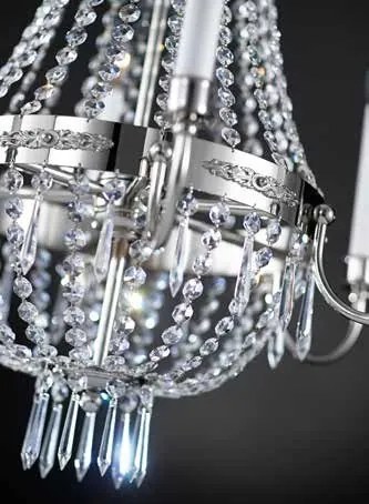 Candelabru clasic din alama decorat cu cristale Asfour Empire dia 62cm, antique silver